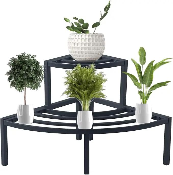 Aluminum 2-Tier Plant Stand Lightweight, Sturdy, and Rust-Free Corner Shelf Ladder Rack Perfect for Indoor and Outdoor Greenery Display by GreenHaven Gardens