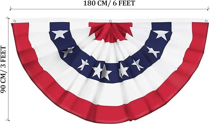 5 Pieces USA Pleated Fan Flag 3x6 FT American US Bunting Flag Patriotic Half Fan Banner Flag with Canvas Header and Brass Grommets for 4th of July Memorial Day Indoor Outdoor Decoration (5, 3x6 Feet) by GreenHaven Gardens