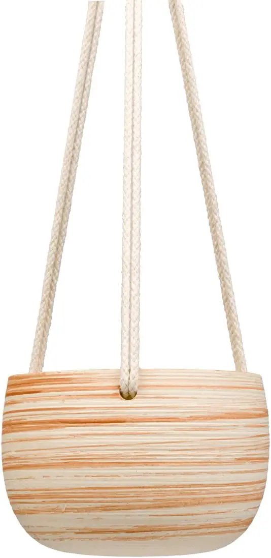 Mkono Ceramic Hanging Planter Macrame Plant Holder 5 Inch Cute Succulent Cactus Pot with Cotton Rope Hanger for Indoor Outdoor Decor, 1 Pack by GreenHaven Gardens