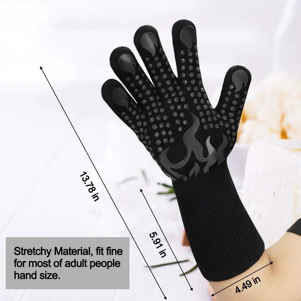 Comsmart BBQ Gloves, 1472 Degree F Heat Resistant Grilling Gloves Silicone Non-Slip Oven Gloves Long Kitchen Gloves for Barbecue, Cooking, Baking, Cutting by GreenHaven Gardens