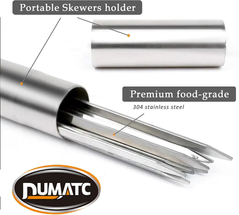 Titan 304 Stainless Steel Skewers for Grilling – 30PCS Heavy-Duty Flat BBQ Skewers with Storage Tube | Food-Grade, Rust-Proof & Dishwasher Safe | 13.2" Kebab Sticks for Meat, Veggies & Shrimp by GreenHaven Gardens