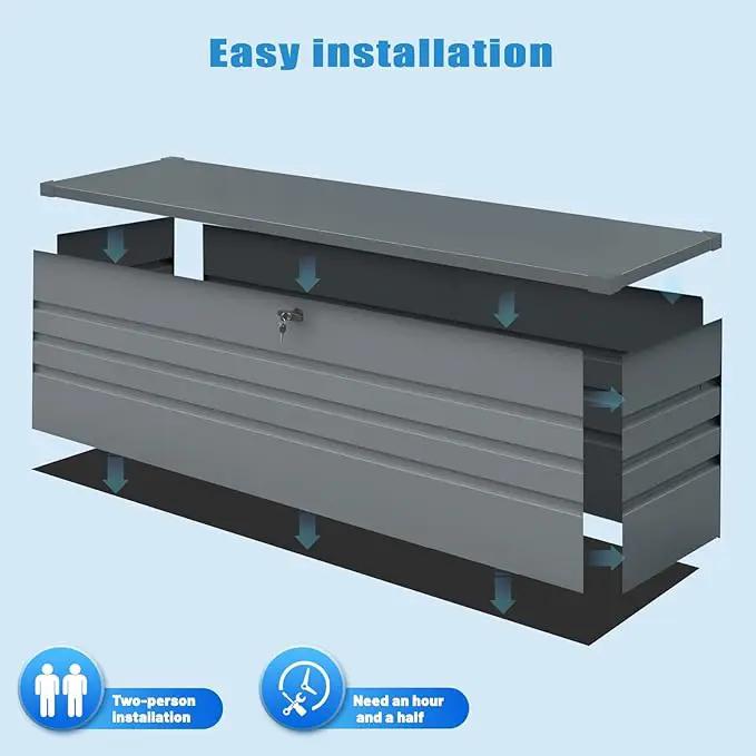 260 Gallon Outdoor Storage Box Waterproof, Extra Large Metal Deck Box and Patio Cushion Box for Storing Gardening Tools, Pool Supplies by GreenHaven Gardens