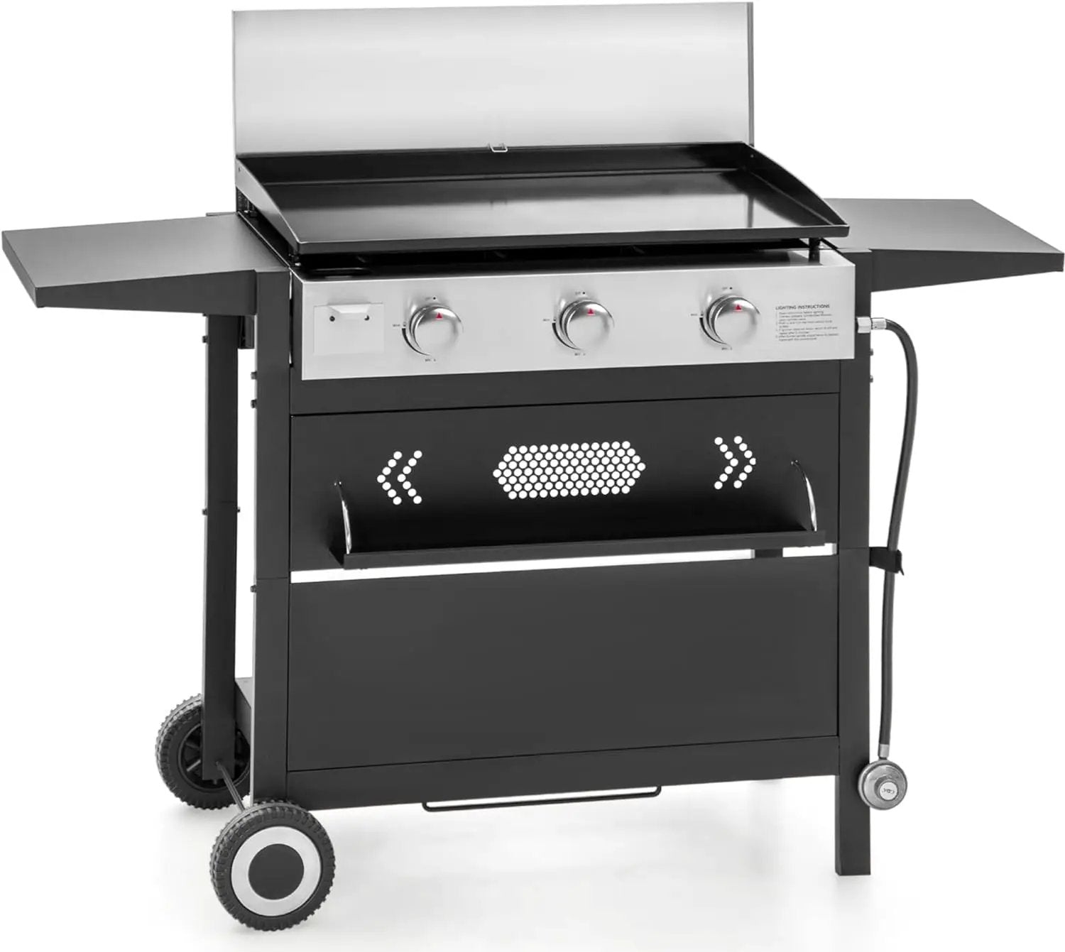 MFSTUDIO 27 Inch Flat Top Propane Gas Griddle Grill, Ceramic Coated Cast Iron Pan, Outdoor Flattop Grill with Lid for Cooking by GreenHaven Gardens