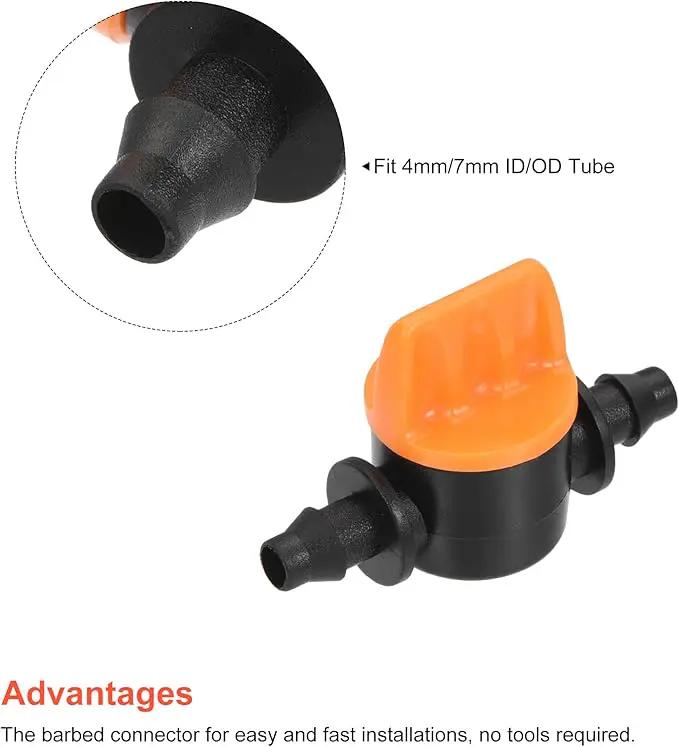 MECCANIXITY Micro Ball Valve 1/4" Barb Connector Shut Off Switch Plastic for Irrigation Drip Tube 4 Pack by GreenHaven Gardens