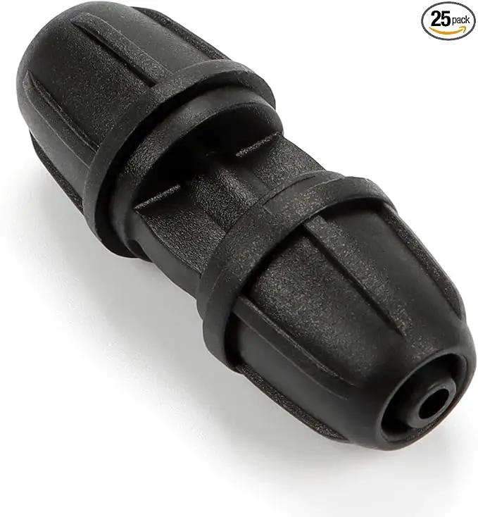 1/4 Inch Drip Irrigation Anti-leak Coupling Fittings, 25 Pieces 1/4'' Drip Line Barbed Locked Coupler Connectors for 1/4 Inch Irrigation Tubing for Garden Drip Systems by GreenHaven Gardens