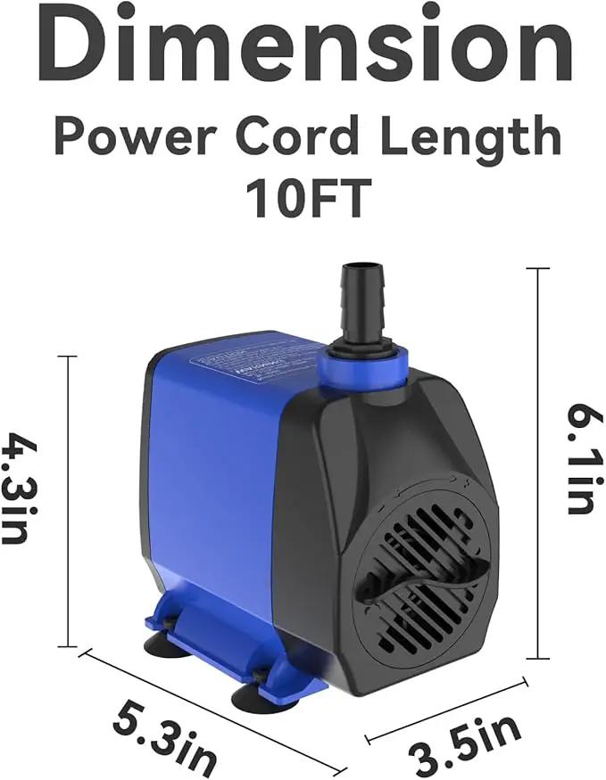 Submersible Pump 1056GPH (4000L/H 85W) Ultra Quiet with Dry Burning Protection 9.8ft Power Cord for Fountains, Hydroponics, Ponds, Aquariums & More… by GreenHaven Gardens