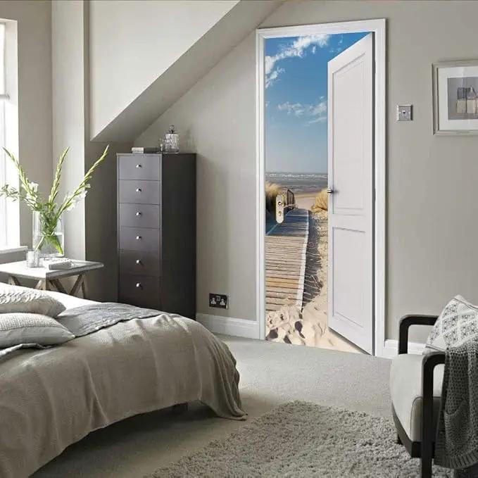 3D Door Stickers Murals Peel and Stick - Outer Beach Road - Door Wallpaper Self-Adhesive Decals Removable PVC Waterproof Poster for Bedroom Living Room Decoration 30.3" x 78.7" by GreenHaven Gardens