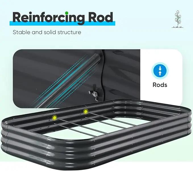 Quictent Galvanized Raised Garden Bed Kit, 8x4x1 ft Oval Metal Planter Box for Vegetables, Rubber Strip Edging Included (Dark Gray) by GreenHaven Gardens