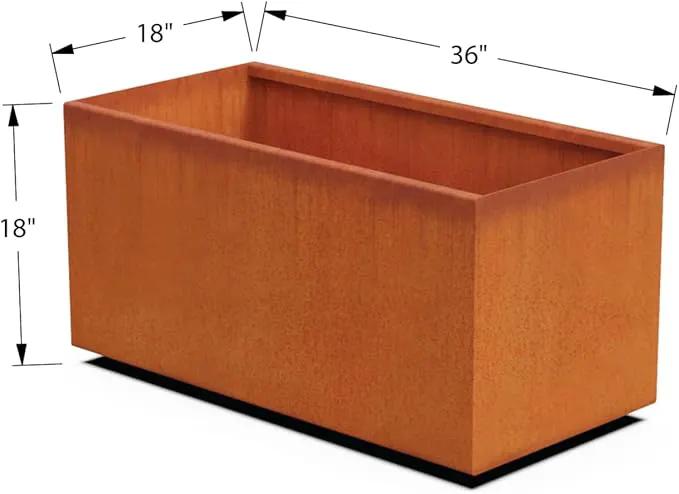 36-Inch Corten Steel Planter Box - Large Rectangular Outdoor Planter | Heavy Duty Metal, Modern Rustic Finish | Made in USA by GreenHaven Gardens