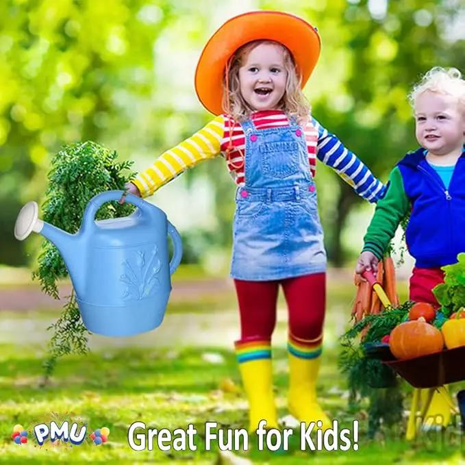PMU 2 Gallon Watering Can - Garden Watering Can for Indoor & Outdoor Plants - Plastic Water Can with Detachable Sprinkler Head - Large Water Pot, Made in USA - Blue Pkg/6 by GreenHaven Gardens