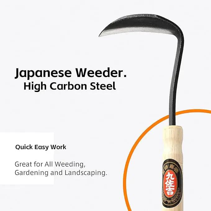 Japanese Weeding Sickle Hoe, Sickle Garden Tool Hand Grass Sickle, Weeding Tool for Gardening with High Carbon Sharp Steel Blade Edge for Cutting Grass,Digging Quick Work (Japanese Weeding Sickle) by GreenHaven Gardens