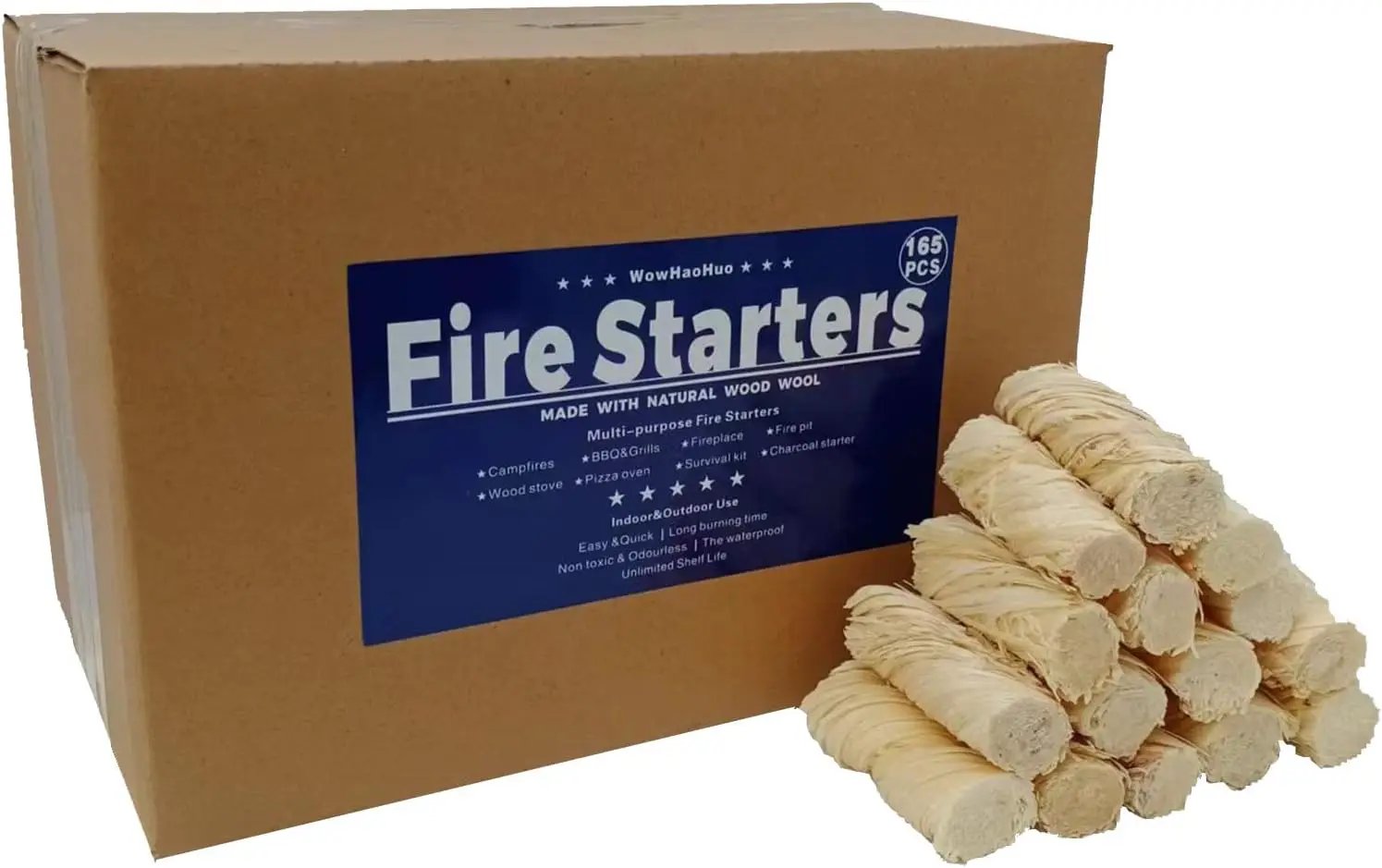165Pcs Fire Starters for Fireplace, Campfire, BBQ, Grill Starter - All-Weather Firestarter - Charcoal Starter for Indoor and Outdoor by GreenHaven Gardens