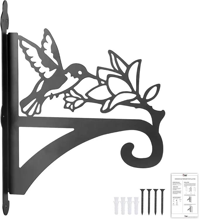 ATKKE Hanging Plant Bracket Hangers Indoor Iron Wall Mount,11” Hummingbird Silhouette Ornamental Iron Hangers Hookers for Flower Pot Lantern Bird Feeder Wind Chimes by GreenHaven Gardens