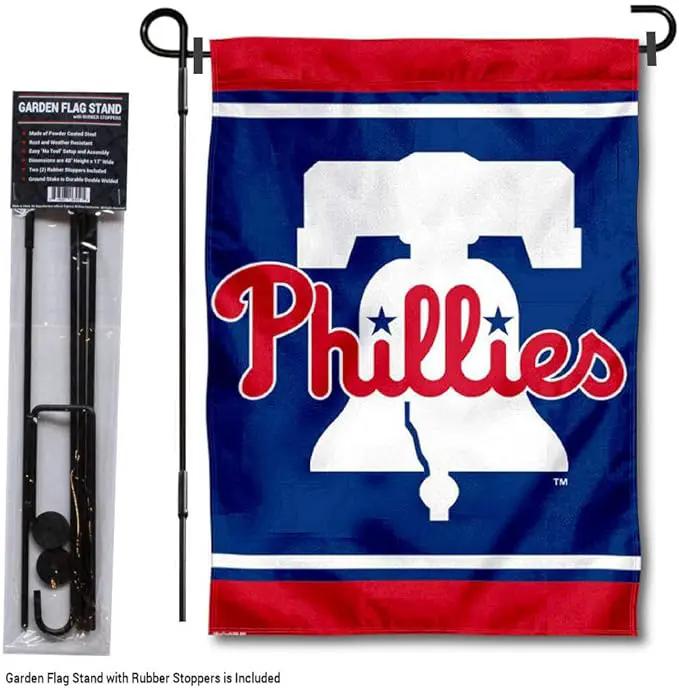 WinCraft Philadelphia Phillies Liberty Bell Garden Flag and Flagpole Stand Holder by GreenHaven Gardens