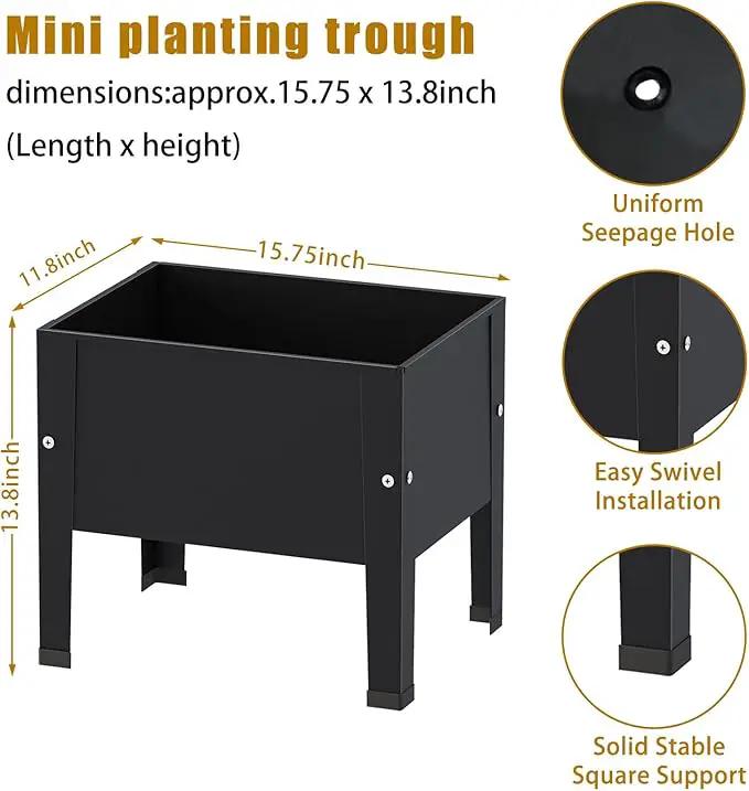 aboxoo 2 Packs 14 Inch Small Planter Raised Garden Bed with Legs,Outdoor Metal Planter Box for Patio,Elevated Garden Bed for Vegetables Flower Herb(Black) by GreenHaven Gardens