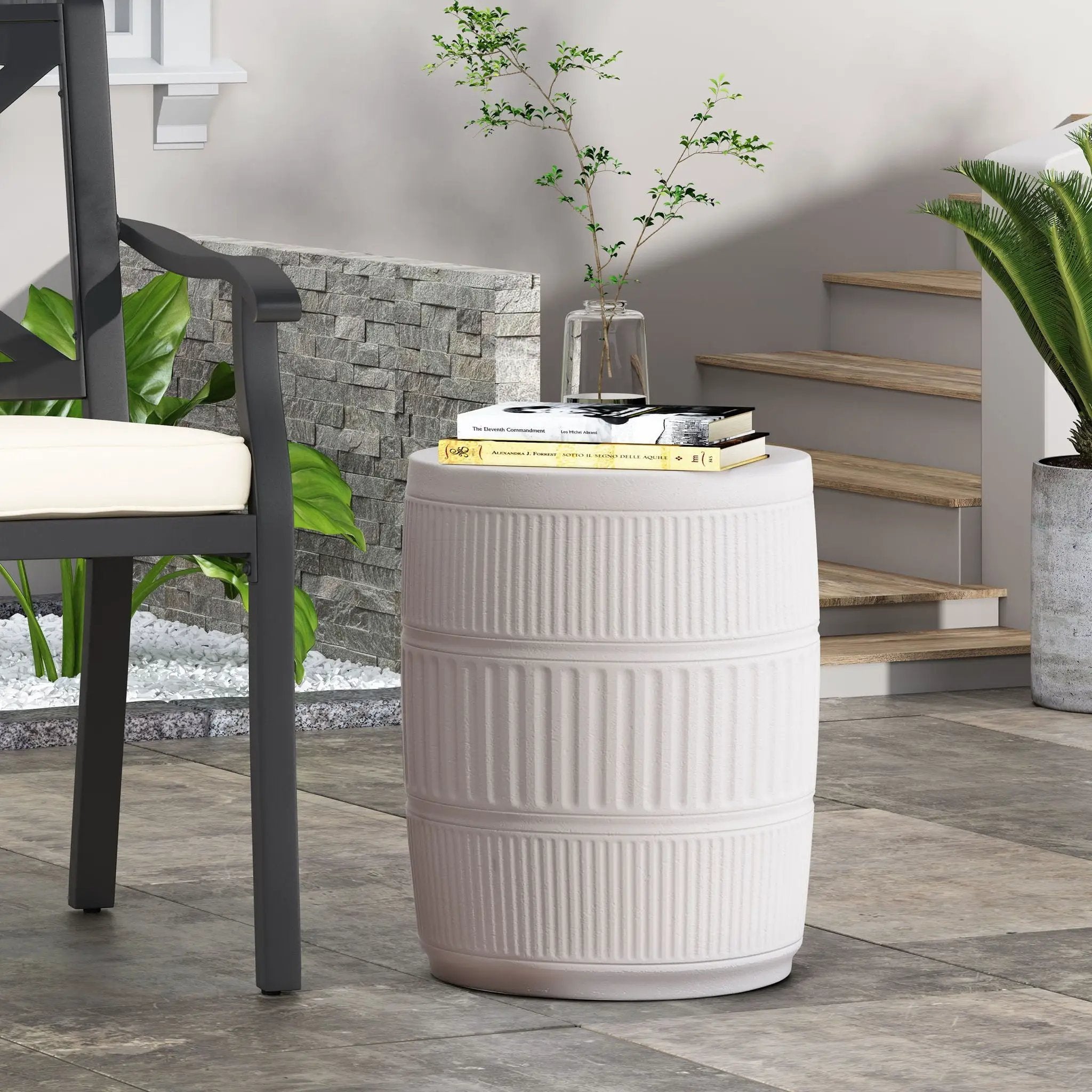 Outdoor Patio End Table - Antique White by HouseOfZazla