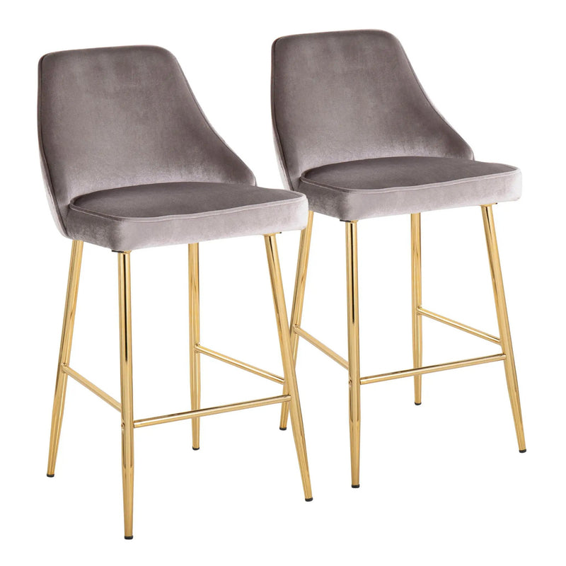Marcel - Contemporary / Glam Counter Stool (Set of 2) - Gold / Silver by HouseOfZazla