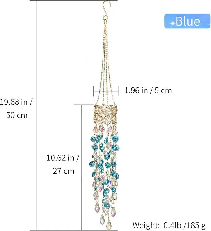 Hanging Window Garden Crystal Sun Catcher, Gold-Plated Sun Catcher for Indoor and Outdoor Decoration, Light Catcher, Party Crystals (Blue) by GreenHaven Gardens