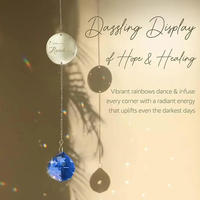 Memorial Gifts for Loss of Loved One, Unique Sympathy Gift Idea Navy Blue Crystal Ball Window Suncatcher, Rainbow Bereavement Grief Gift Box for Loss of Mom Dad Husband Son Daughter by GreenHaven Gardens