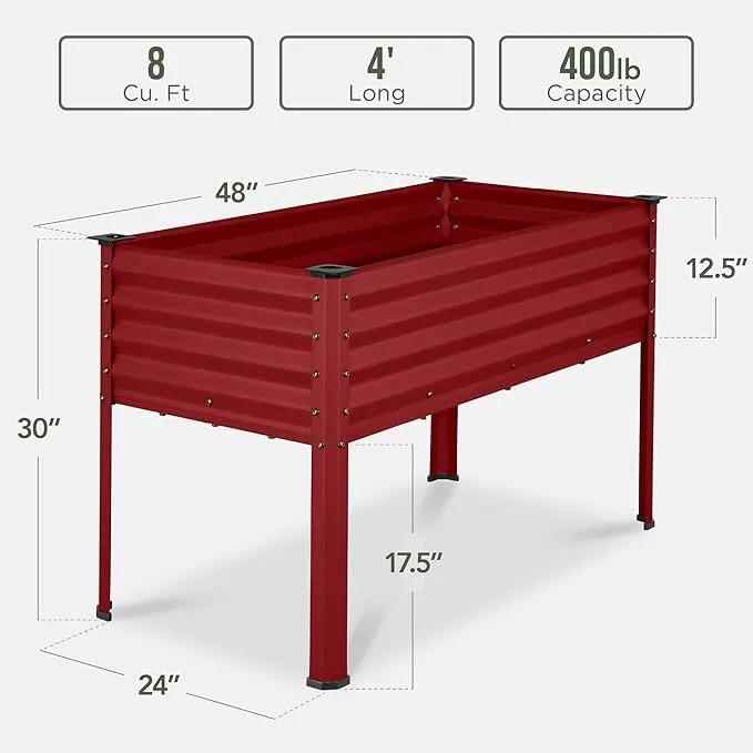Best Choice Products 48x24x30in Galvanized Raised Garden Bed, Metal Elevated Planter Box, Vegetable Garden for Backyard, Patio, Balcony - Royal Red by GreenHaven Gardens