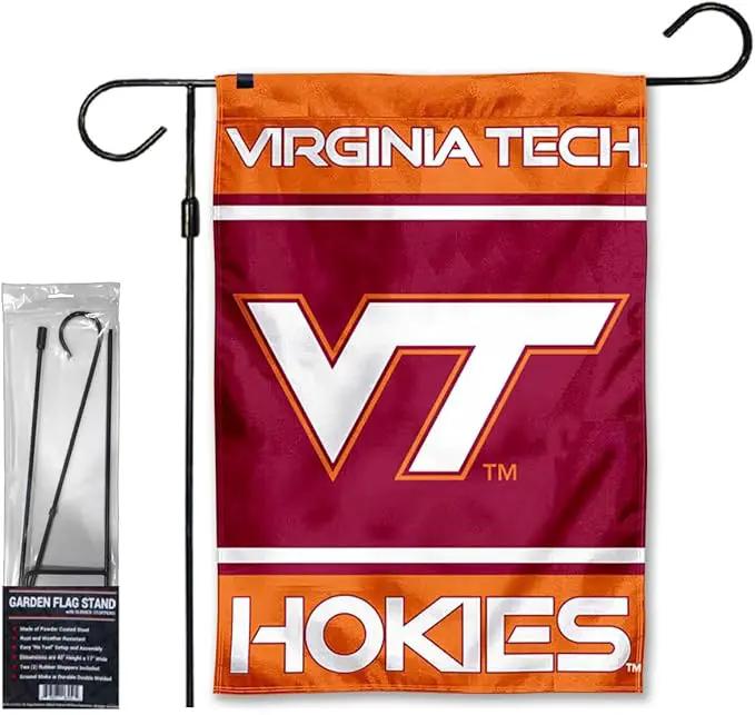 Virginia Tech Hokies Garden Banner Flag with Flag Pole Stand Set by GreenHaven Gardens
