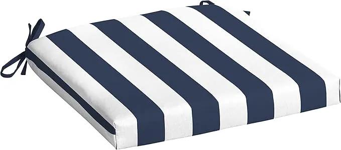 Arden Indoor/Outdoor Seat or Rocking Chair Cushion, 19 x 18, Water Repellent, Rain Proof, Fade Resistant Cushion for Rocking or Dining Chairs Sapphire Blue Cabana Stripe by GreenHaven Gardens