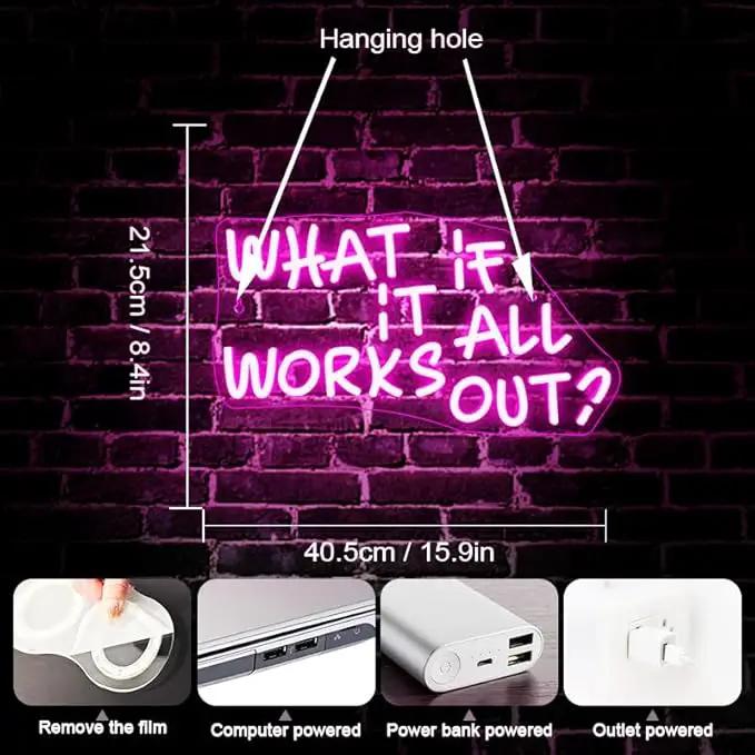 WLHOPE What If It All Works Out Neon Sign Pink Neon Signs for Wall Decor Dimmable Neon Lights LED Sign for Bedroom,Living Room,Bar,Party,Christmas,Birthday Gift by GreenHaven Gardens