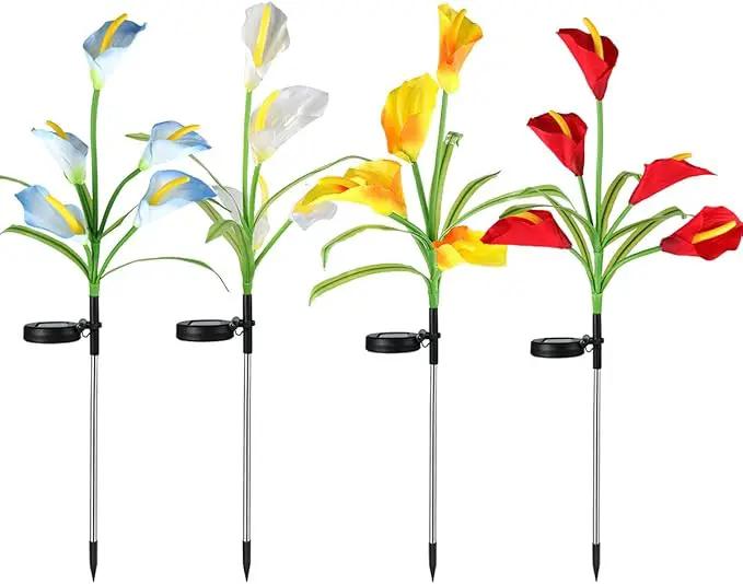 Veesee Solar Calla Lily Light, 2-Pack Solar Powered Flower Lights, Outdoor Multi-Color Changing Stake Lamp, Christmas Gift LED Yellow Calla Lily Lights for Garden Outdoor Landscape Lawn Yard by GreenHaven Gardens