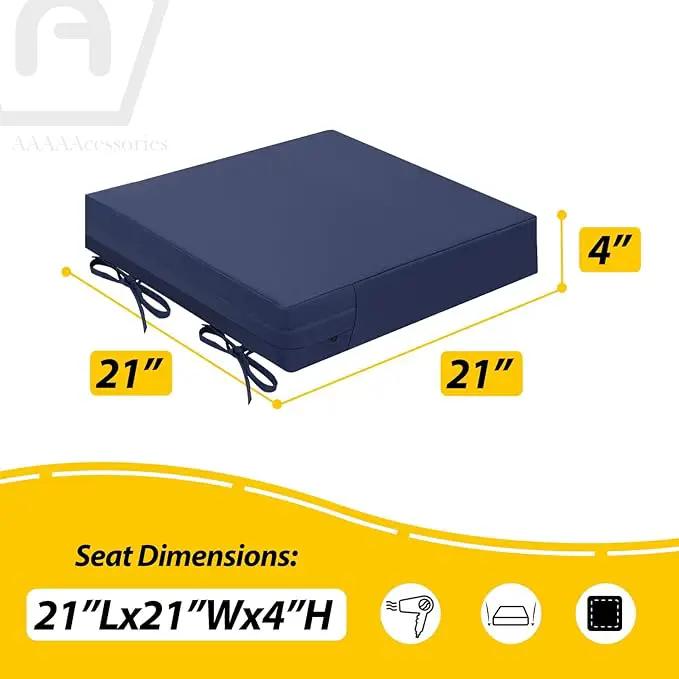 AAAAAcessories Outdoor Seat Cushions for Chairs, Waterproof, Fade-Resistant Patio Furniture Replacement Cushions, 21" x 21" x 4", Set of 2, Navy Blue by GreenHaven Gardens