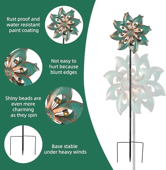 DREAMYSOUL Outdoor Wind Spinner 37 Inch, Metal Garden Wind Sculpture Bronze Wind Spinners for Patio Yard Lawn Decor by GreenHaven Gardens