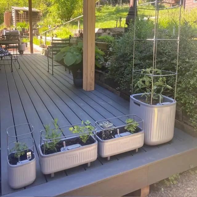 Vego garden Planters for Outdoor & Indoor Plants, Large Plant Pots with Self Watering, 15" Tall Large Plant Pots with Trellis for Flowers Plants Decor, Fog Gray by GreenHaven Gardens