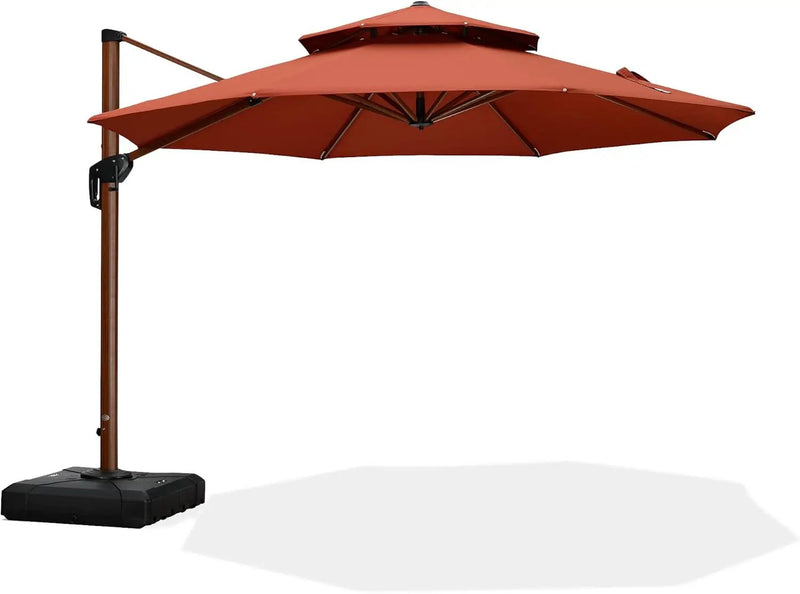 PURPLE LEAF 11ft Patio Umbrella Outdoor Round Umbrellas Large Cantilever Umbrella Windproof Offset Umbrellas Heavy Duty Sun Umbrella for Garden Deck Pool Patio, Brick Red by GreenHaven Gardens