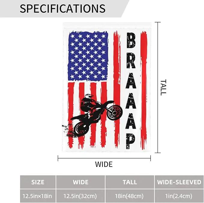 Braaap Motocross Dirt Bike American Flag Garden Flag 12x18 Inch Outdoor Decoration Banner House Flags Yard Farmhouse Garden Deco Indoor Sign, Colour6 by GreenHaven Gardens