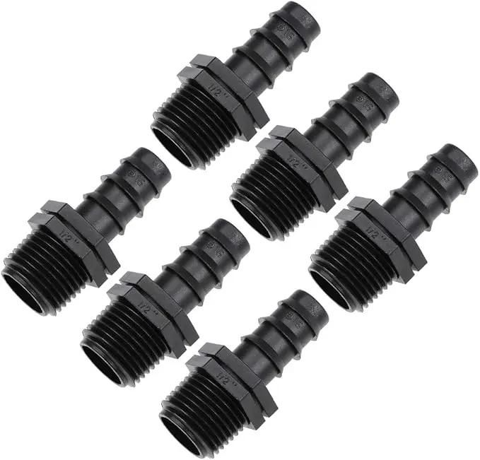 uxcell Barb Drip Pipe Connector 1/2 BSPT Male Thread 16PE Hose Fitting for Garden Agricultural Irrigation System, Plastic 25pcs by GreenHaven Gardens