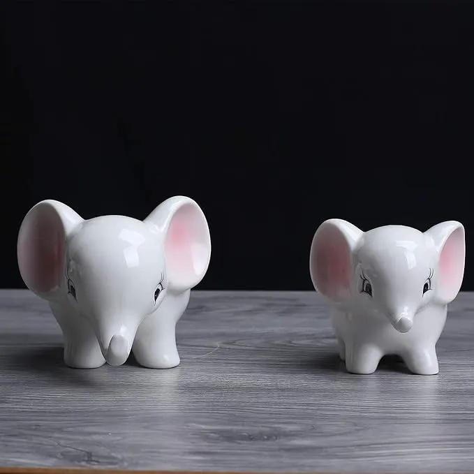 Ogrmar 2PCS Elephant Plant Window Boxes Cute Elephant Flower Pot/Modern White Ceramic Succulent Planter Pots/Tiny Flower Plant Containers Animal Decor by GreenHaven Gardens