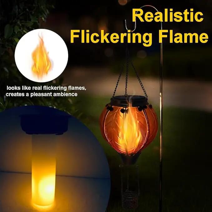 Hot Air Balloon Solar Lantern with Flickering Flame Hanging Solar Lanterns Outdoor Lights Waterproof Lanterns Decorative Garden Patio Yard Party Decor Orange and Red by GreenHaven Gardens