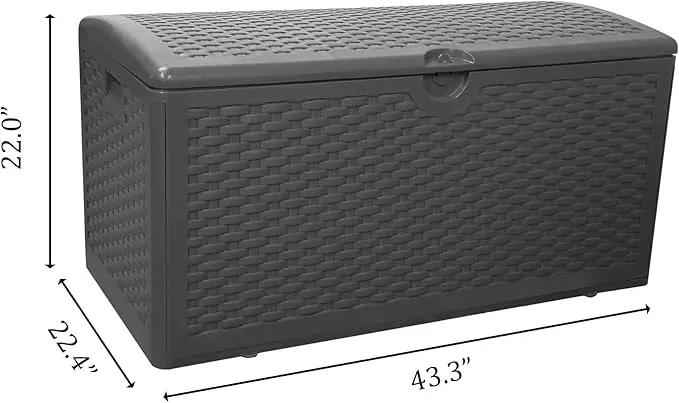 80 Gallon Plus Outdoor Storage Box Waterproof Lockable Resin Deck Box Large, Patio Storage Bin for Pool Accessories Cushion Furniture, Garden Tools, UV-Resistant Outside Delivery Black by GreenHaven Gardens