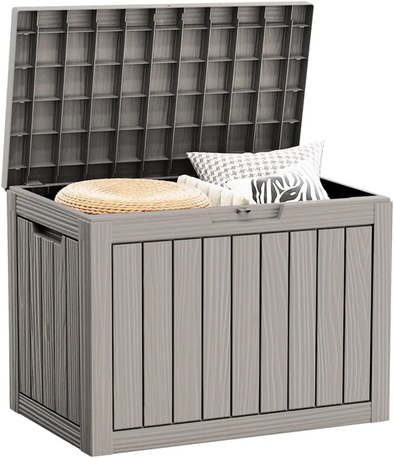 45 Gallon Waterproof Deck Box, Lockable Resin Storage Box for Patio Furniture Cushions Garden Tools and Outdoor Delivery Storage, Coffee by GreenHaven Gardens