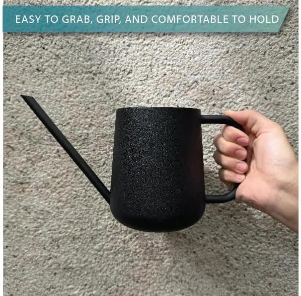 Metal Watering Can for Indoor Houseplants Outdoor Garden Long Sprout Water Can for Succulents Herb Bonsai Modern Garden Tool 33.8oz/1000ml (Dashing Black) by GreenHaven Gardens