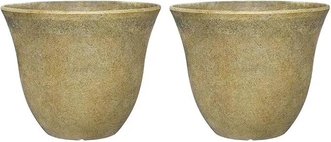 Classic Home and Garden Honeysuckle Resin Flower Pot Planter, Fossil Stone, 15" (Pack of 2) by GreenHaven Gardens