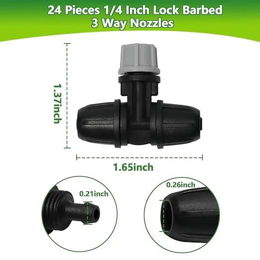 24 Pcs Upgraded Micro Spray Irrigation Drippers for 1/4" Drip Tubing, Adjustable Three-Way Atomizing Nozzle Irrigation Emitters Tee Misting Drippers for Drip Sprinkler Systems by GreenHaven Gardens