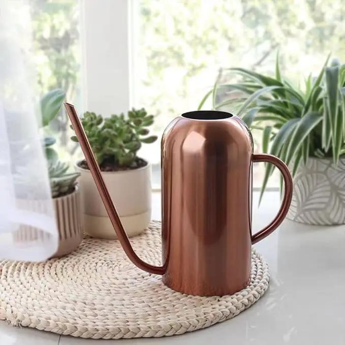 Watering Can Indoor Plants, 50 oz/1500 ml Metal Stainless Steel Watering Can Pot with Long Spout for Indoor House Plants Bonsai Outdoor Garden Flower Decorative(Copper) (Copper) by GreenHaven Gardens