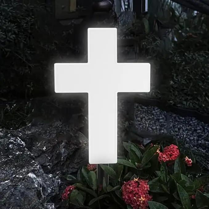 Solar Lighted Cross Grave Lighted Garden Cross Stake Decor LED Jesus Cross Light Decoration for Home Memorial Decoration,Outdoor Yard, Home, Patio by GreenHaven Gardens