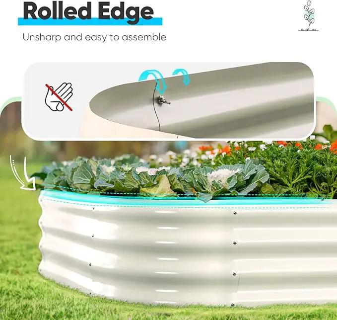 Quictent Galvanized Raised Garden Bed Kit, 6x3x1ft Oval Large Metal Outdoor Planting Box, Ground Planter Strengthened by Crossbar, Beige by GreenHaven Gardens