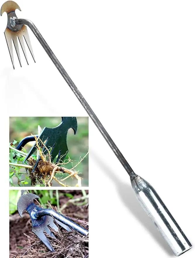 TOYPOPOR New Weeding Artifact Uprooting Weeding Tool, 16" Weed Puller, 4 Teeth Manganese Steel Forged Hand Pulling Weeder for Garden Yard Farm Weed Removal by GreenHaven Gardens
