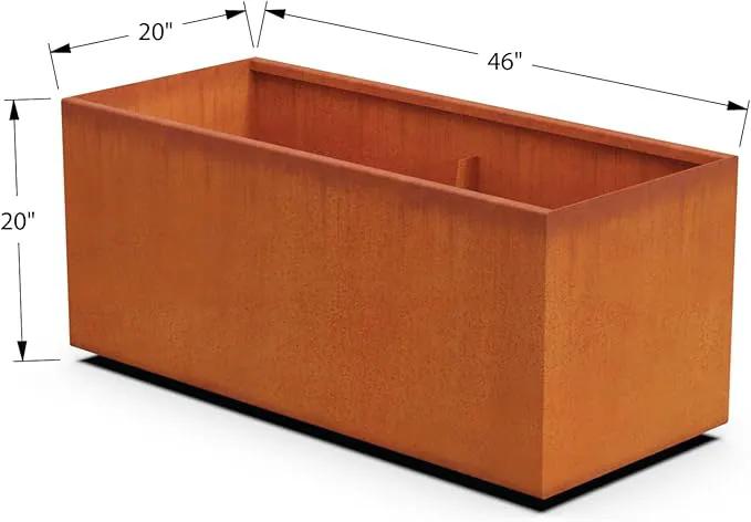 Corten Steel Planter Rectangle Outdoor Metal Garden Box Heavy Duty | Made in USA | Fully Assembled by GreenHaven Gardens
