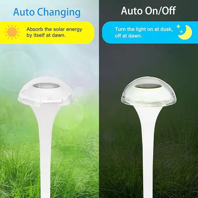 pearlstar Solar Lights Outdoor Mushroom Garden Pathway Lights LED Landscape Lighting Waterproof for Path Lawn Patio Yard Walkway Driveway, 2 Lights Effect,White&Color Changing Light(6pack) by GreenHaven Gardens