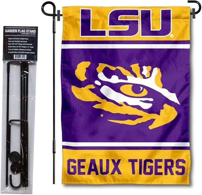 College Flags & Banners Co. Louisiana State LSU Tigers Garden Flag with Stand Holder by GreenHaven Gardens