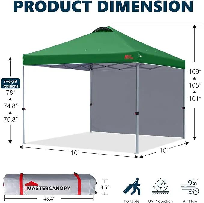MASTERCANOPY Durable Pop-up Canopy Tent with 1 Sidewall (10'x10',Forest Green) by GreenHaven Gardens