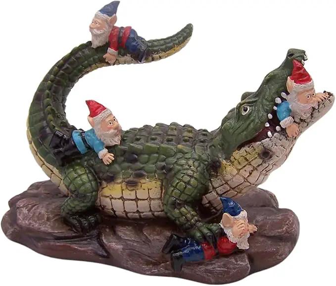 Gator Gnome: Whimsical Garden Figurine - Unique Home & Outdoor Decor by GreenHaven Gardens